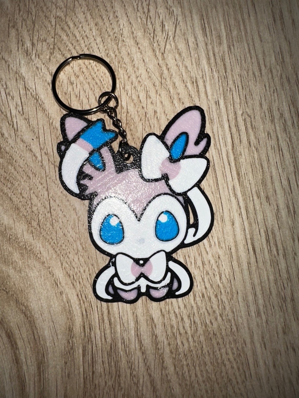 Pink Ribbon Fox Keychain – 3D Printed Fairy Magic Creature Key Ring